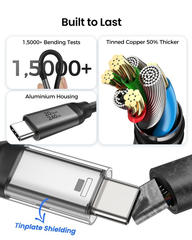 20Gbps USB C Data Cable Right Angle, Short 1FT 90 Degree USB C 3.2 Gen 2x2 Hi... gallery