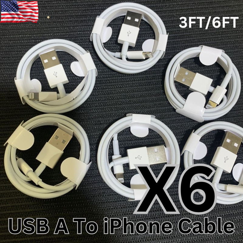 6X Lot 3Ft/6Ft USB Charging Cable For AppleiPhone 14 13 12 11 8 6 Charging Cord