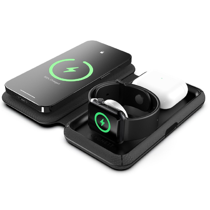 Cygnett MagTravel 3-in-1 Wireless Charger – Black
