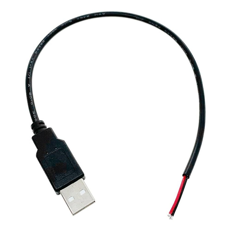 5Pcs 1Ft 30CM 22AWG USB 2.0 Male 2Pin Pigtail Cable 3A 5V USB A 2 Core Bare W... gallery