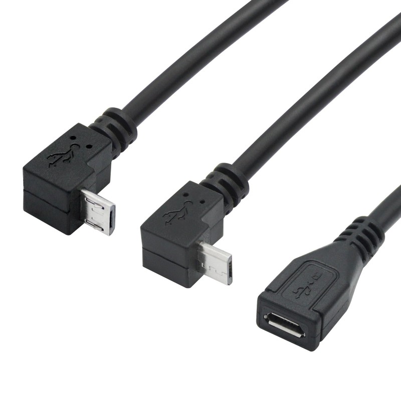 90 Degree Up Down Angle Micro USB Male To Female Extension Cable 9 In 2 PCS gallery
