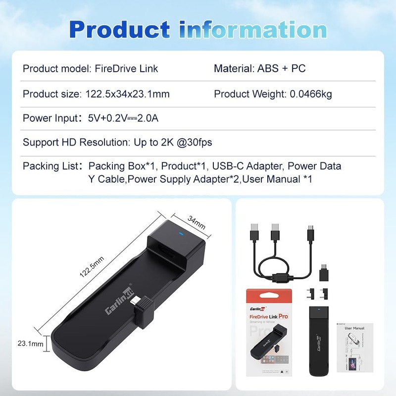 Carlinkit FireDrive Link Pro Car TV Converter, Wireless CarPlay Adapter with ... gallery
