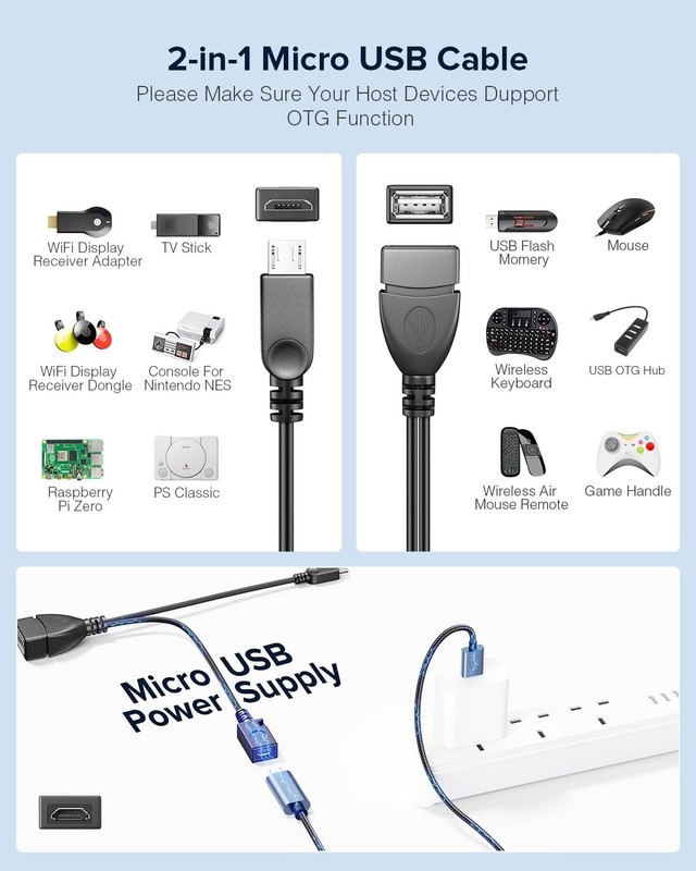 Compact Micro USB OTG Adapter Pack for Streaming Sticks & Host Devices - 2 Count gallery