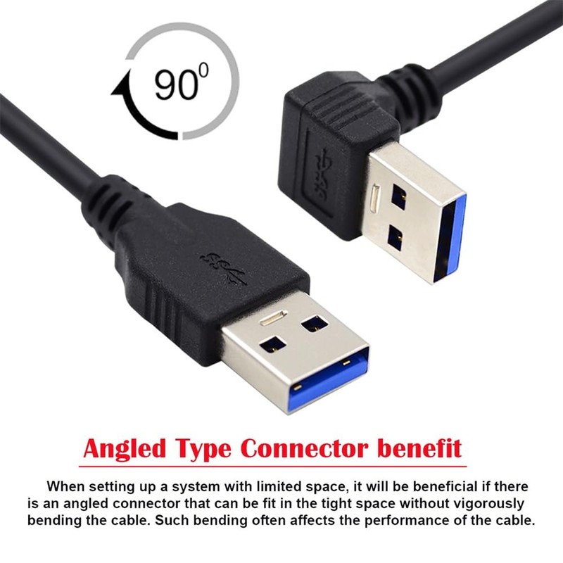 USB 3.0 Angled Type-A Male to Straight Male 5Gbps Data Cable 90 Degree 40cm gallery