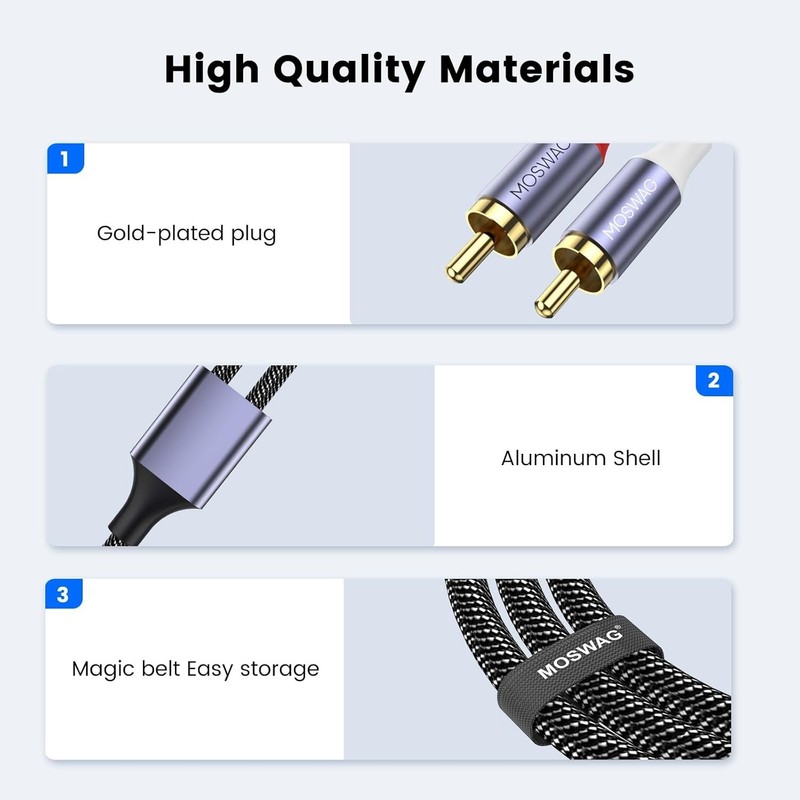 Durable USB-C to 2 RCA Male Audio Y Splitter Cable - Quality Sound Streaming gallery