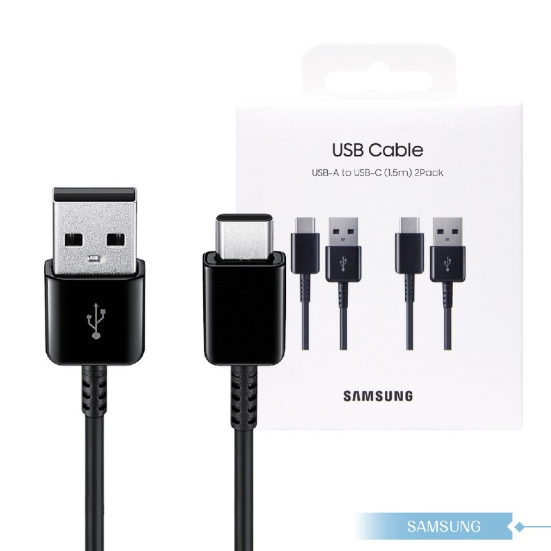 Original Samsung Official EP-DG930 USB Type-C Charging Cable 1.5M (2 Pack)-Black