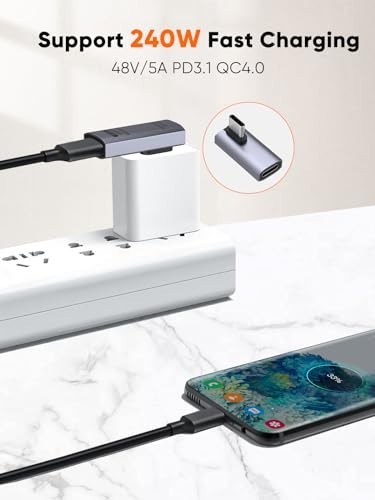 90° USB C Adapter 5 Pack, Right Angle Male to Female, 40Gbps 240W for Steam Deck gallery