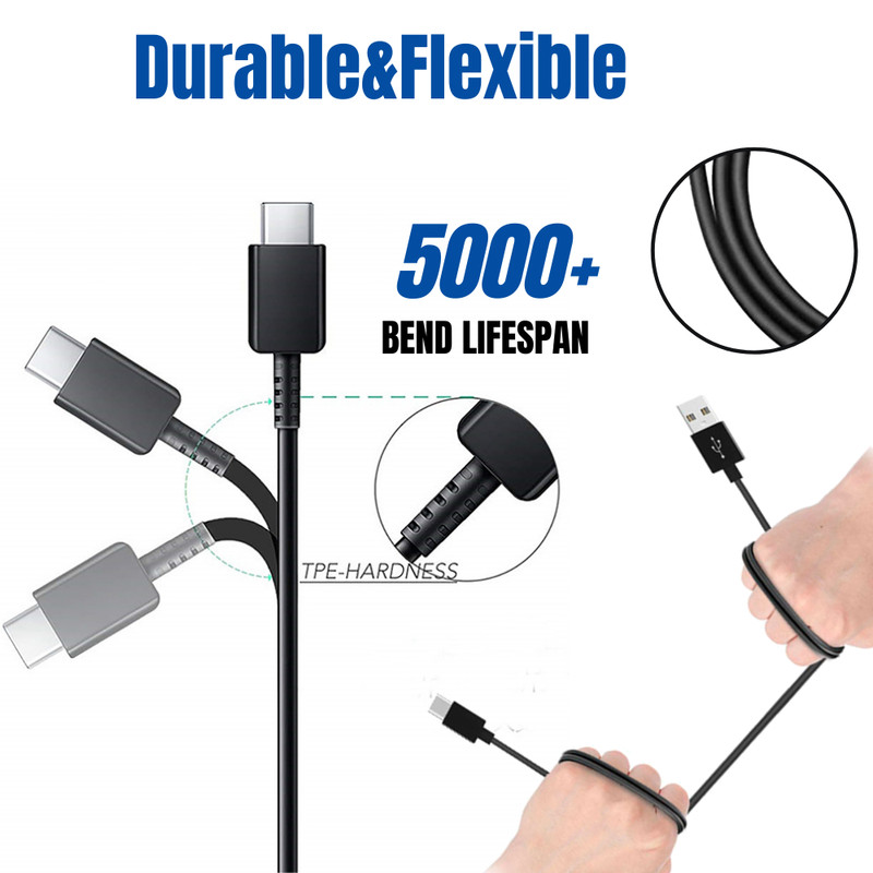 1-5Pack Lot For Samsung Android Adaptive Fast Wall Charger Cube USB Type C Cable gallery
