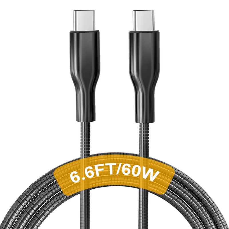 Chew Proof USB C Cable Metal Braided 6.6ft – 60W PD USBC Fast Charging Cable …