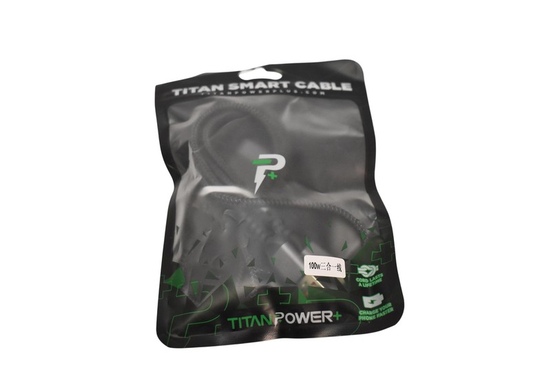 Titan Power+ Titan Smart Cable Braided Charging Cable 100W Black Nylon Phone