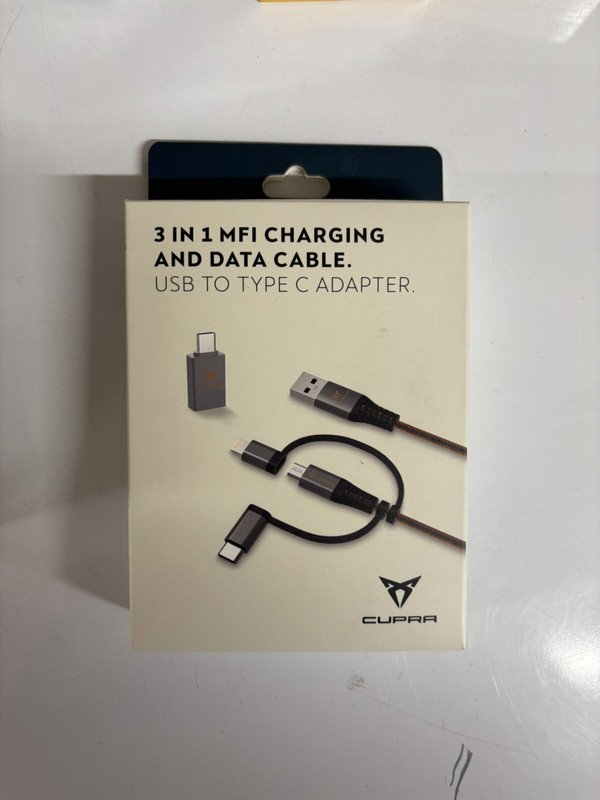 GENUINE CUPRA ACCESSORY 3 IN 1 USB TYPE C CHARGING CABLE KIT NEW 000051444AR