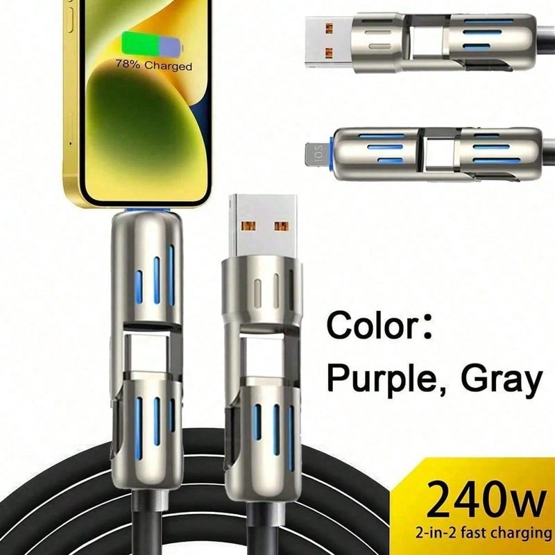 4 in 1 Charging Cable (6.6FT) , 240W Max Fast Charger Cord US