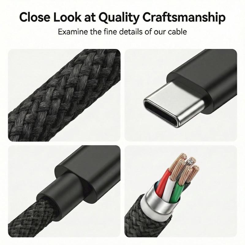 MAIWEIS USB C to C Charger Cable, 60W, 3FT, 2-Pack, Black 3FT+3FT, gallery