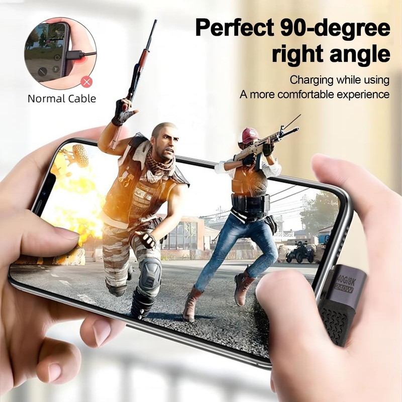 Short USB C Cable 90 Degree (5 inch), 240W Short USB to USB C Cable Right Ang... gallery