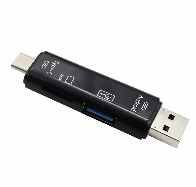 Type-c 5-in-1 OTG TF Memory Card Reader USB Devices Connector Adapter