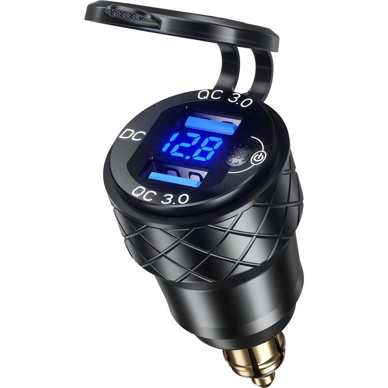 Aluminum DIN Plug Dual Quick 3.0 USB Charger Power Adapter for 12V-24V Motorcycl gallery