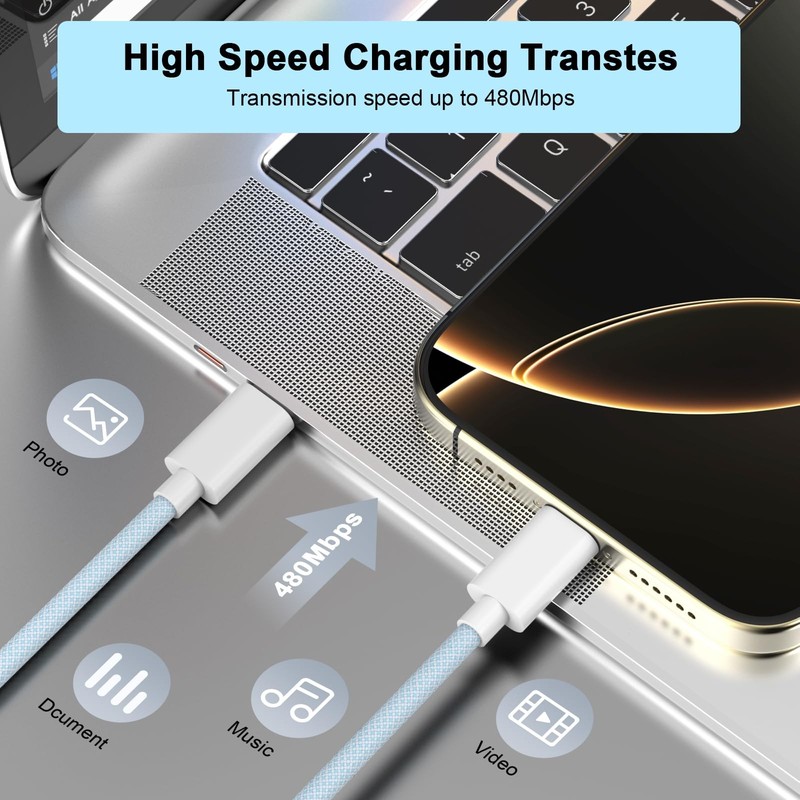 [Apple MFi Certified] iPhone Fast Charging Cable, 2Pack Braided USB to USBC C... gallery