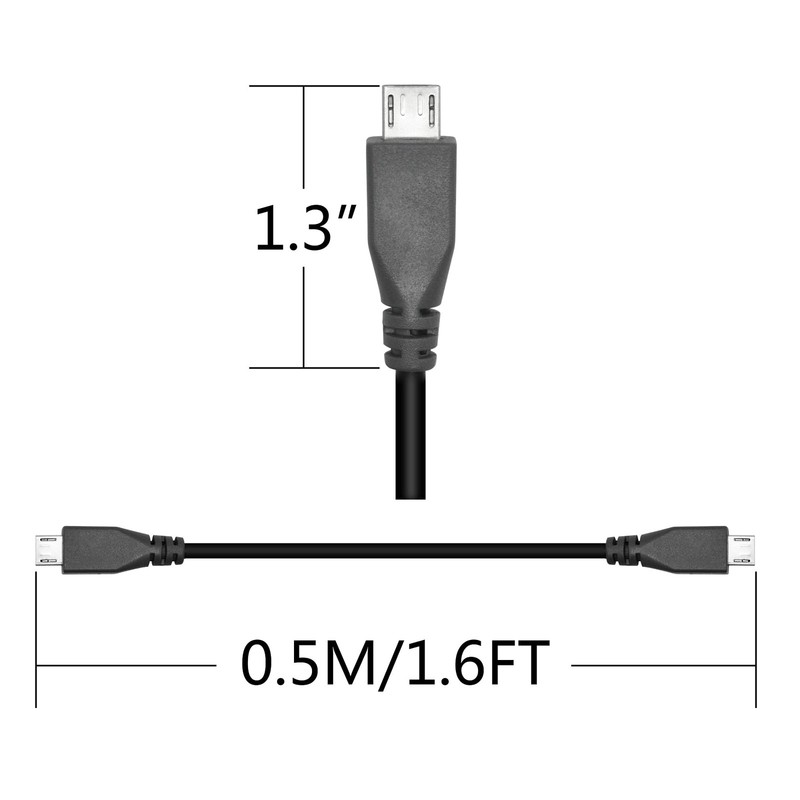 2 PCS 0.5M/1.6FT USB 2.0 Micro USB Male To Male Charging Data Cable OTG Ext gallery