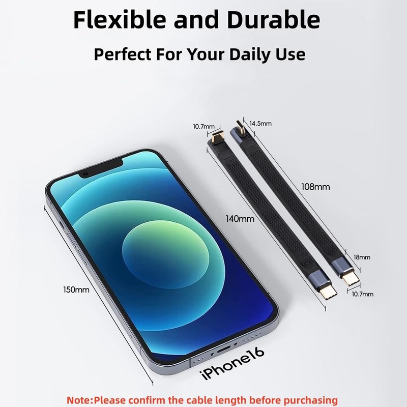 Short USB C Cable 90 Degree (5 inch), 240W Short USB to USB C Cable Right Ang... gallery