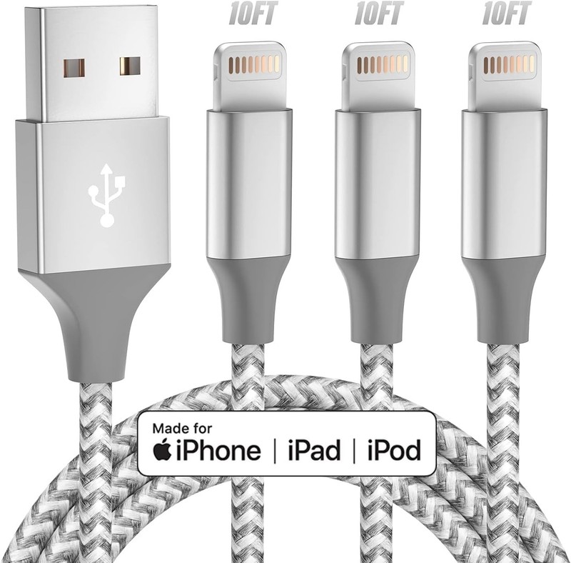 iPhone Charger 3pack 10FT Apple MFi Certified Long Lightning Cable Fast Chargin*