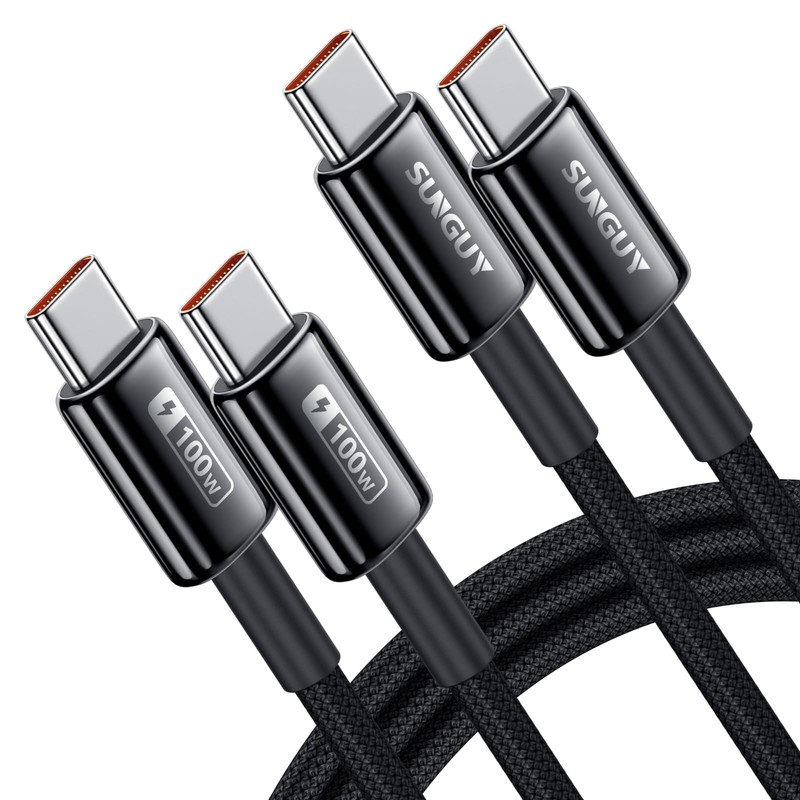 100W USB C to USB C Cable [2-Pack 5FT] Zinc Alloy 5A Fast Charging USBC to US…