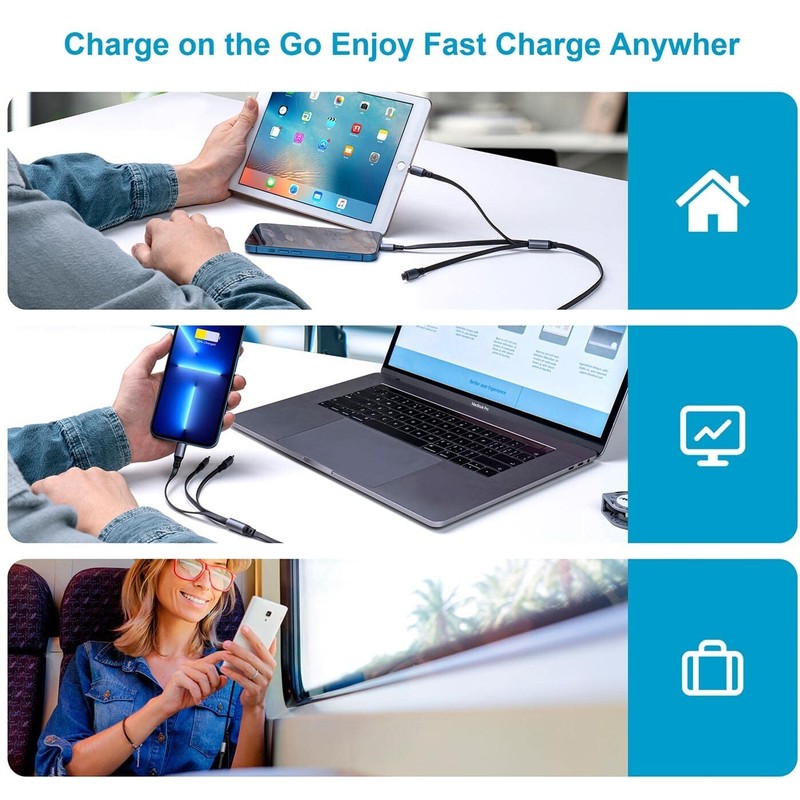 Retractable Multi Charging Cable 2Pack 4Ft 3 in 1 Multi USB Cable Fast Charger gallery