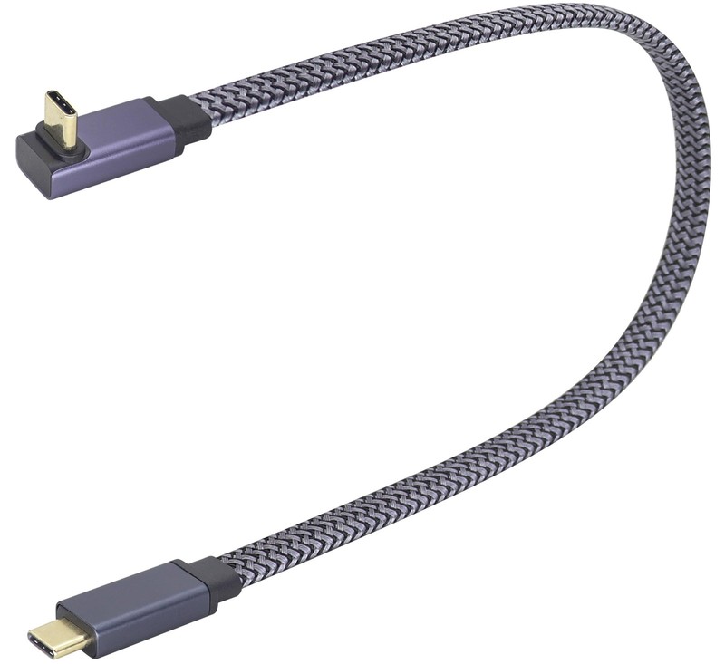 USB 3.1 Flat Braided Cable,60W 3A 90 Degree Tpye USB 3.1 Gen2 Fast Charging,D…