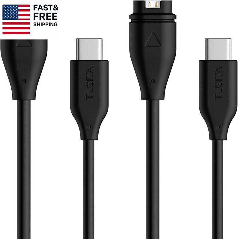 USB-C Plug Charging/Data Cable Compatible with Garmin Watch – 1M, 2-Pack