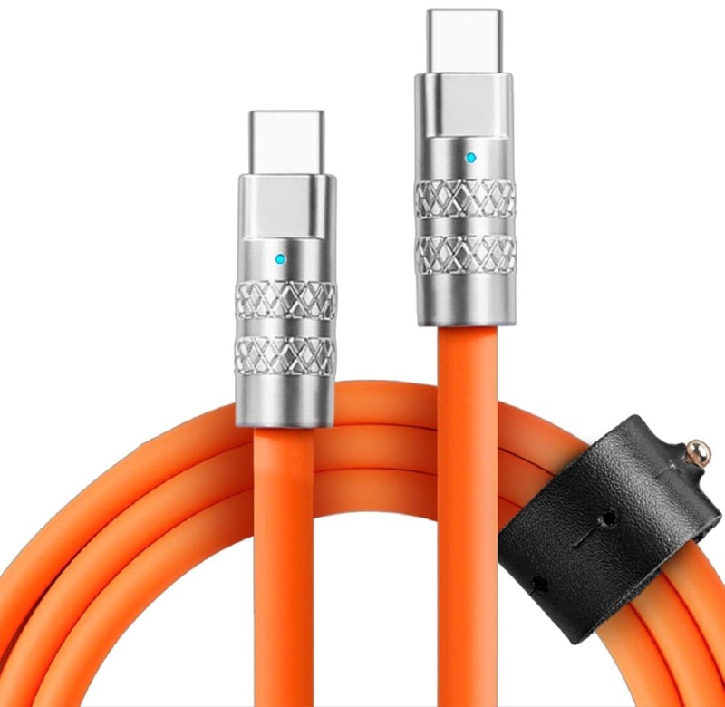 6FT Tangle-Free TsumoCharge USB-C Cable - Fast Charging & Data Transfer, Orange gallery