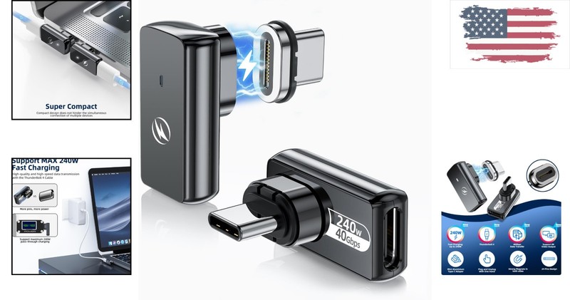 Magnetic USB C Adapter 240W Fast Charging, 90 Degree Design for All Devices gallery