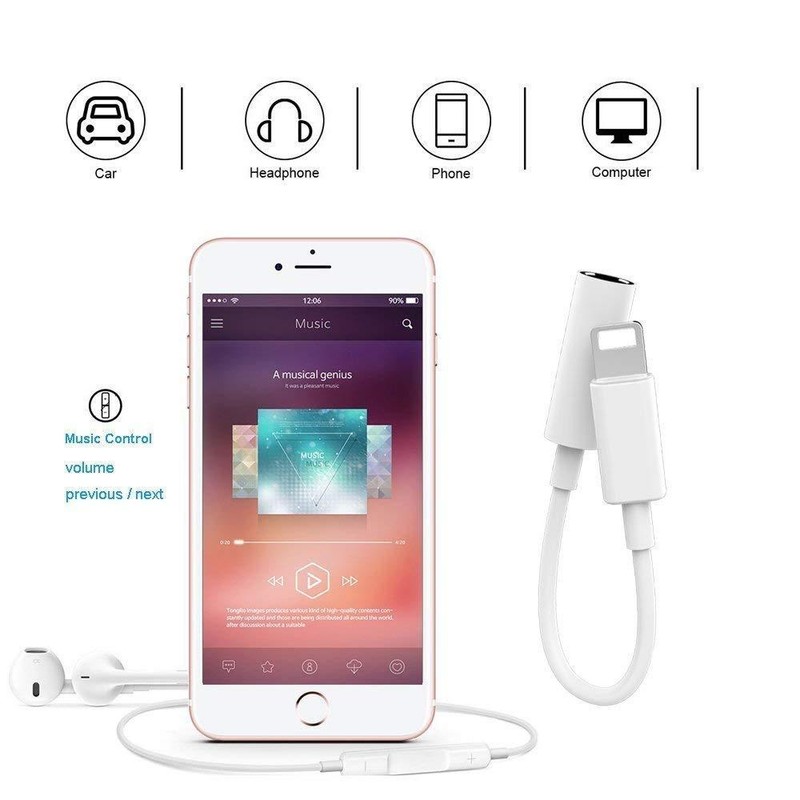 Apple Lightning to 3.5mm Headphone Jack Adapter for iPhone 7 8 PLUS X Xs Max gallery