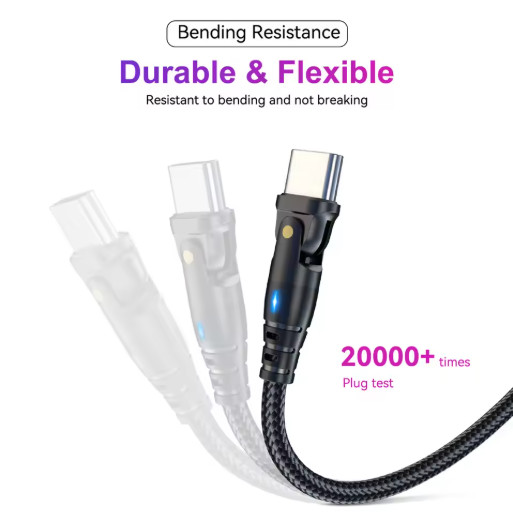 USLION PD 60W USB C to USB Type C Cable For Xiaomi Samsung S23 Macbook 180 Rotat gallery