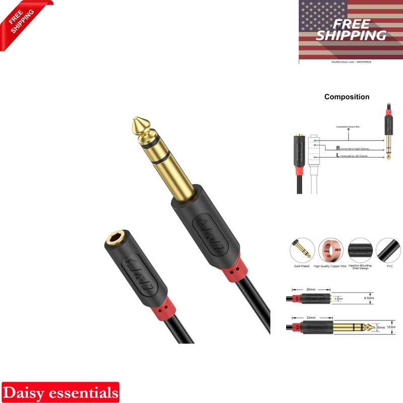 3.5mm to 1/4 Inch Adapter Cable Gold Plated Audio Stereo Extension 3FT