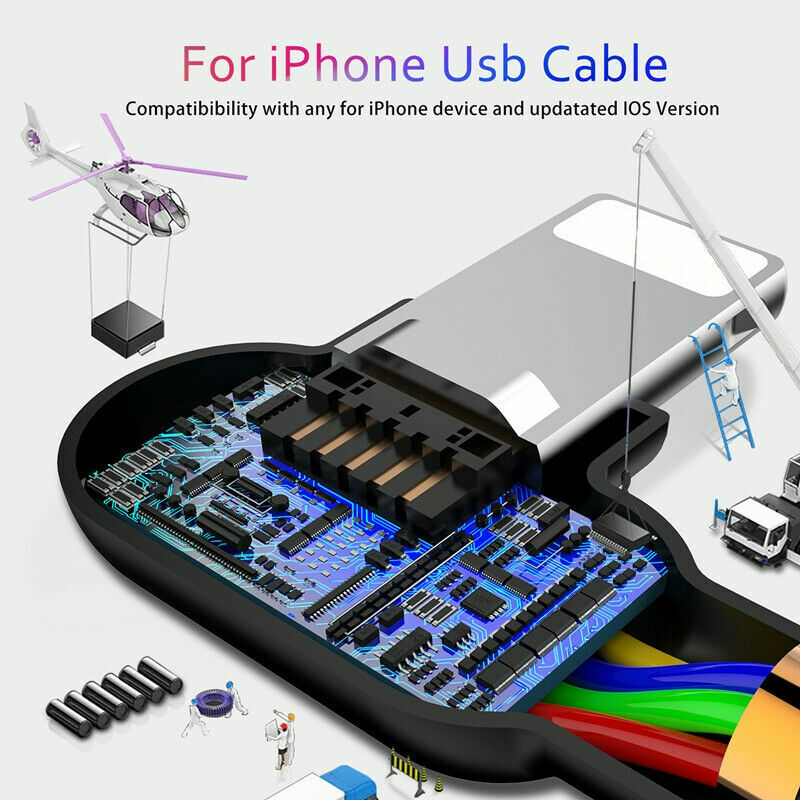 Fast Charging Cable Charger L Shape Reversible Usb Unbreakable For iphone LOT gallery