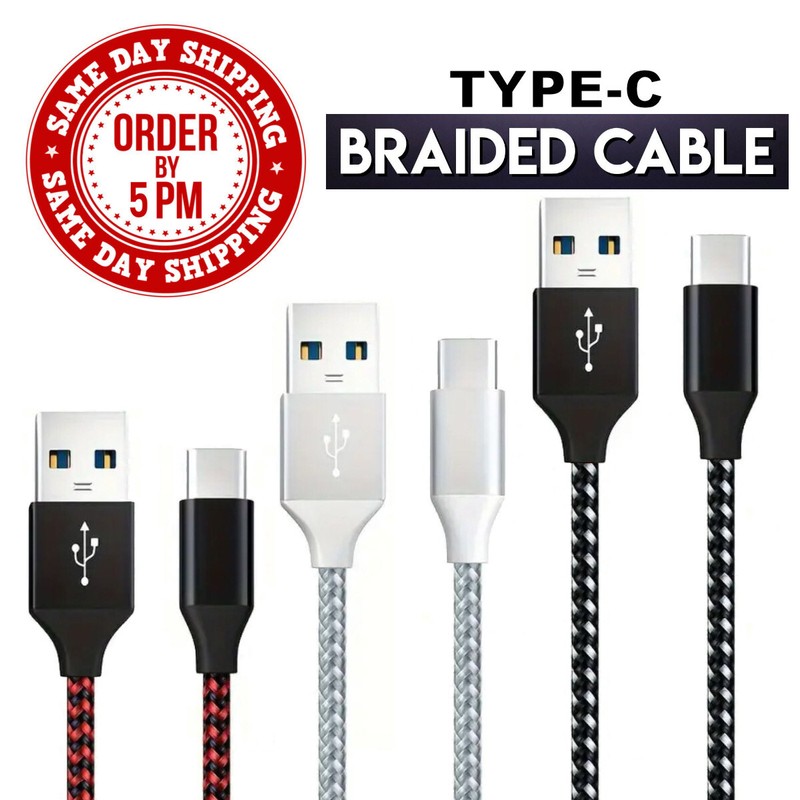 Braided USB C Type-C Fast Charging Data SYNC Charger Cable Cord 3/6/10FT gallery