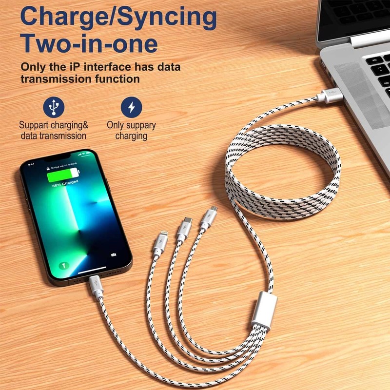 2Pack Multi Charging Cable 3.5A, 10Ft 4 in 1 Long Multiple Fast Charger Cable... gallery