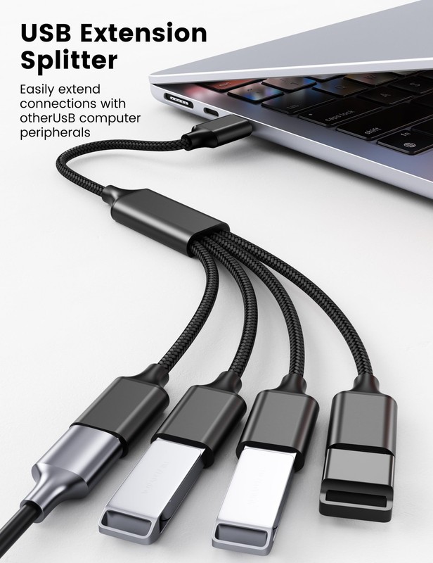 USB Splitter 1 in 4 Out, 3.3FT USB Y Cable, A Male to 4 A Female Extension Co... gallery