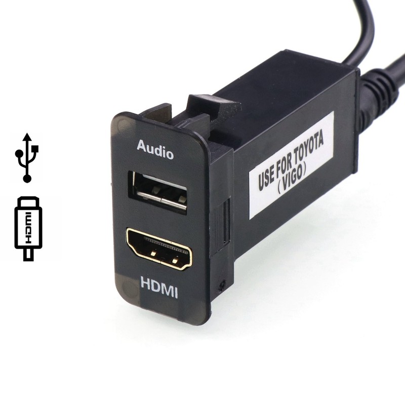 HDMI Socket Mount Cable +USB Audio Input Use for Toyota（Type B）