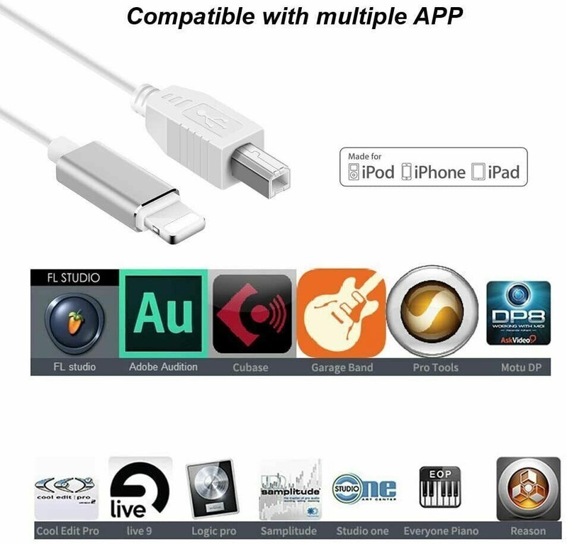 Type-B USB2.0 to Midi Cable for iPhone iPad Electronic Instrument Music Keyboard gallery
