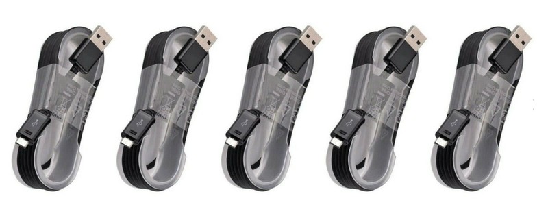 5 Pack Micro USB Cable 5FT Fast Charger for Samsung Galaxy Note 4 5 S6 S7 Black