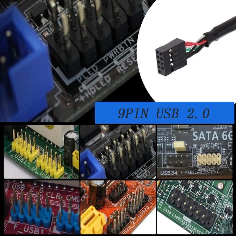 USB Header Extension Cable USB 2.0 9-Pin Male to Female for Motherboard 2 Pack gallery