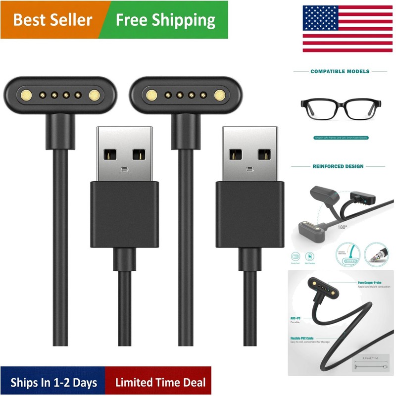 Compact Magnetic Charging Cable for Echo Frames 2nd Gen – Safety and Durability