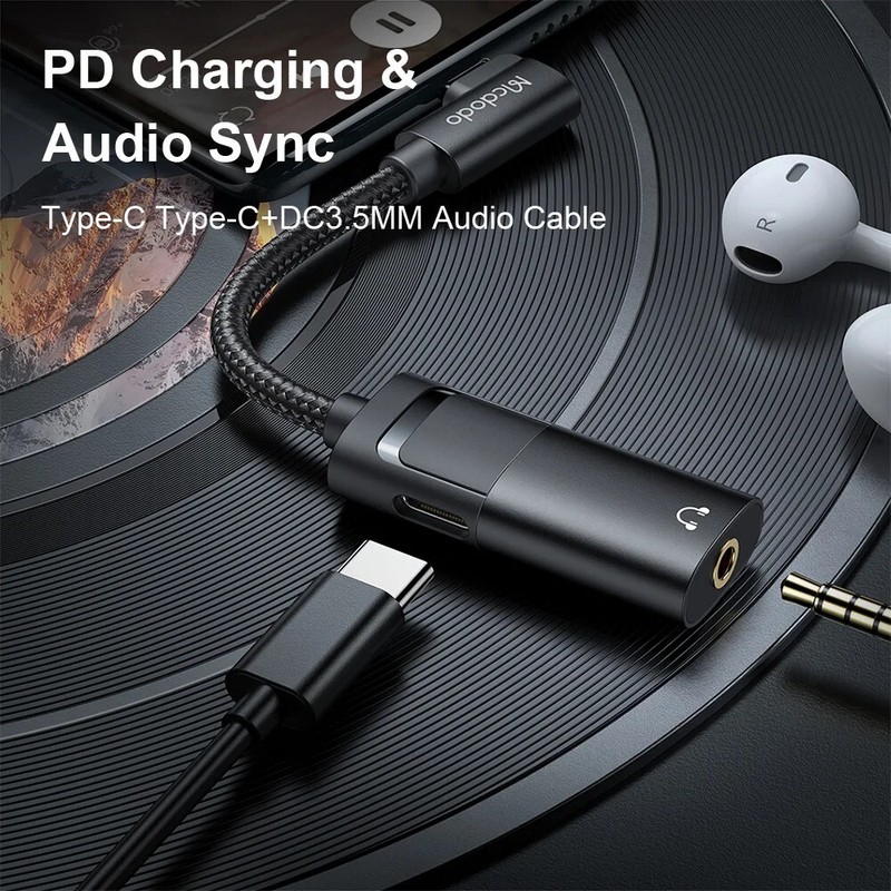 Mcdodo Adapter Type C To 3.5mm Type c 2 In 1 Adapter Audio Phone Charging Cable gallery
