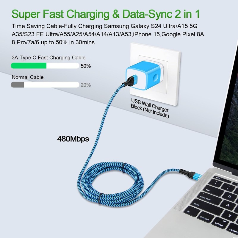2Pack 6FT Fast Charger Cable USB Type C Android Phone Cord for Moto Razr+... gallery