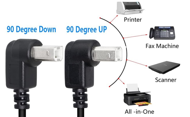 USB 2.0 Type-B Printer Cable, 2-Pack USB 2.0 B Female to Type-B Male (90 Degr... gallery