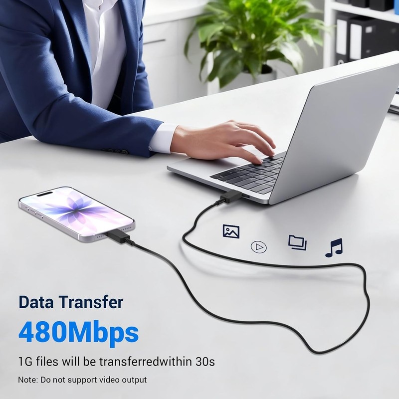 High-Speed 2Pack 6FT USB-C Charging Cables with E-Marker Chip - Safe & Durable gallery