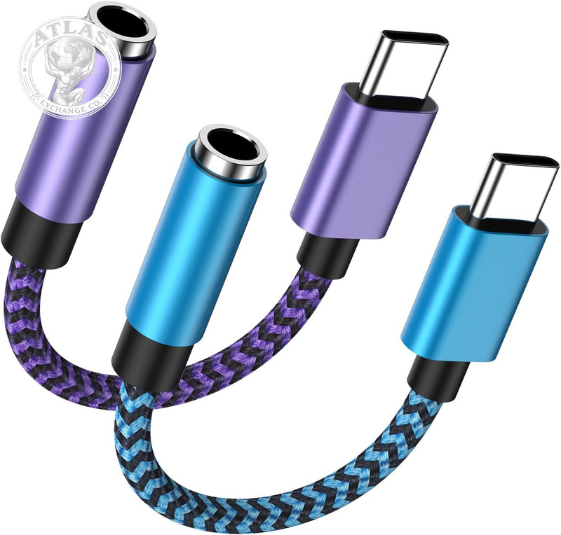 USB Type C to 3.5Mm Headphone Jack Adapter 2-Pack USB C to Aux Female Audio Dong