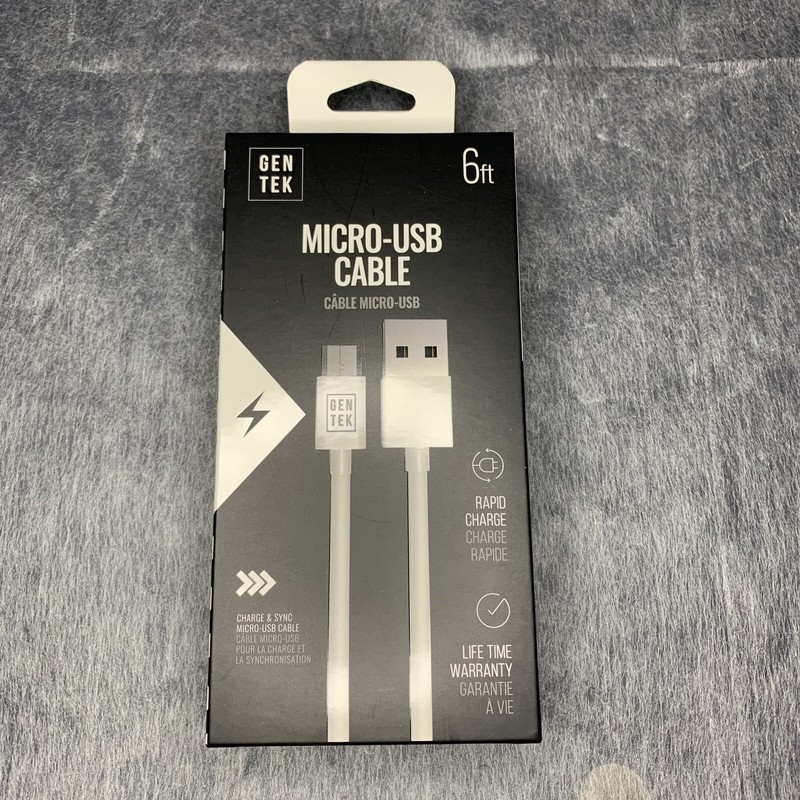 Gen Tek USB-C Cable 6 Ft White Rapid Charge Brand New In Box NIB BNIB Android