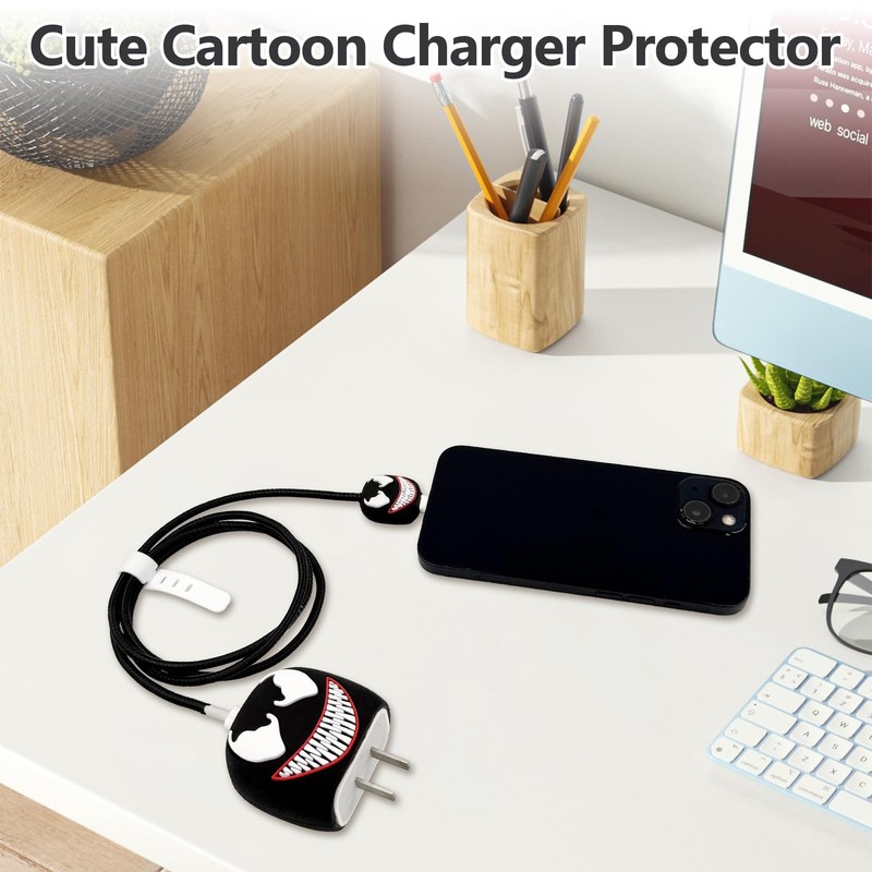 3D Cartoon Series Charger or USB Cable Case for iPhone 16/15/14/13 Pro Max - ... gallery