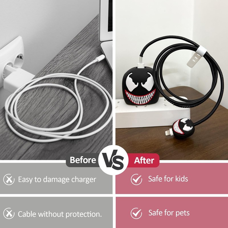 3D Cartoon Series Charger or USB Cable Case for iPhone 16/15/14/13 Pro Max - ... gallery